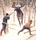 Moose Canvas Paintings - The Moose Hunt